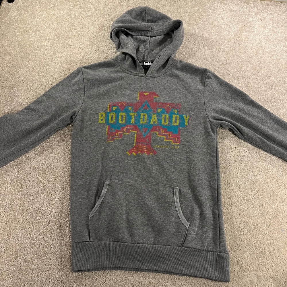 BootDaddy Collection Hoodie Womens‎ XS Gray Graphic Southwestern Eagle - Picture 8 of 11